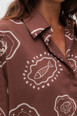 Cora Shirt - Hayman Print - Choc - The Self Styler