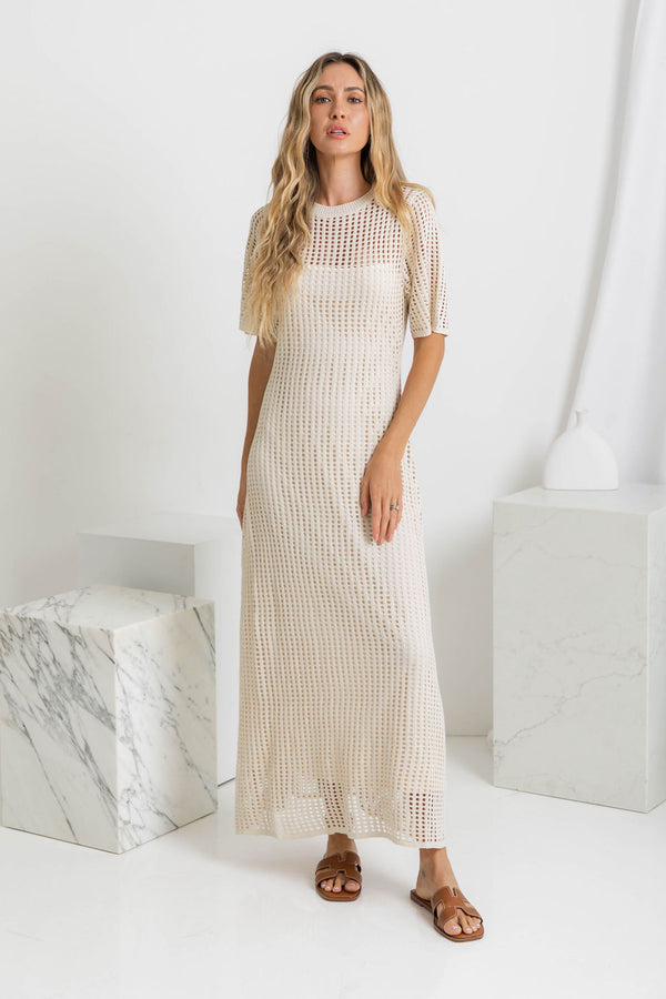 Airlie Crochet Maxi Dress - Natural - The Self Styler