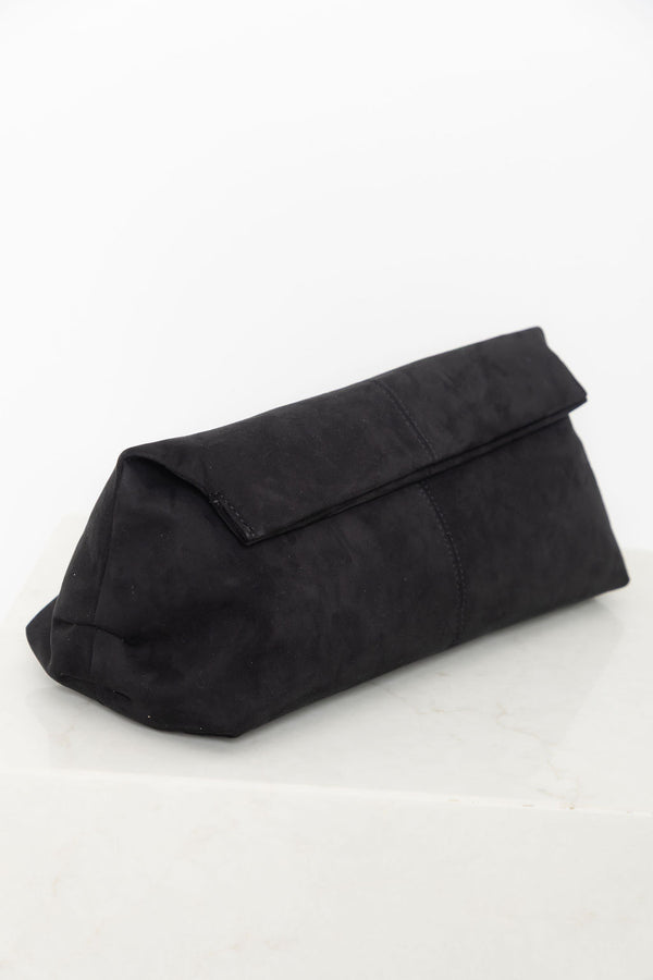 Becca Suede Clutch Bag - Black
