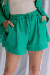Luna Linen Shorts - Jade Green - The Self Styler