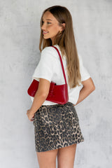 Josie Denim Mini Skirt - Leopard Print - The Self Styler - The Self Styler