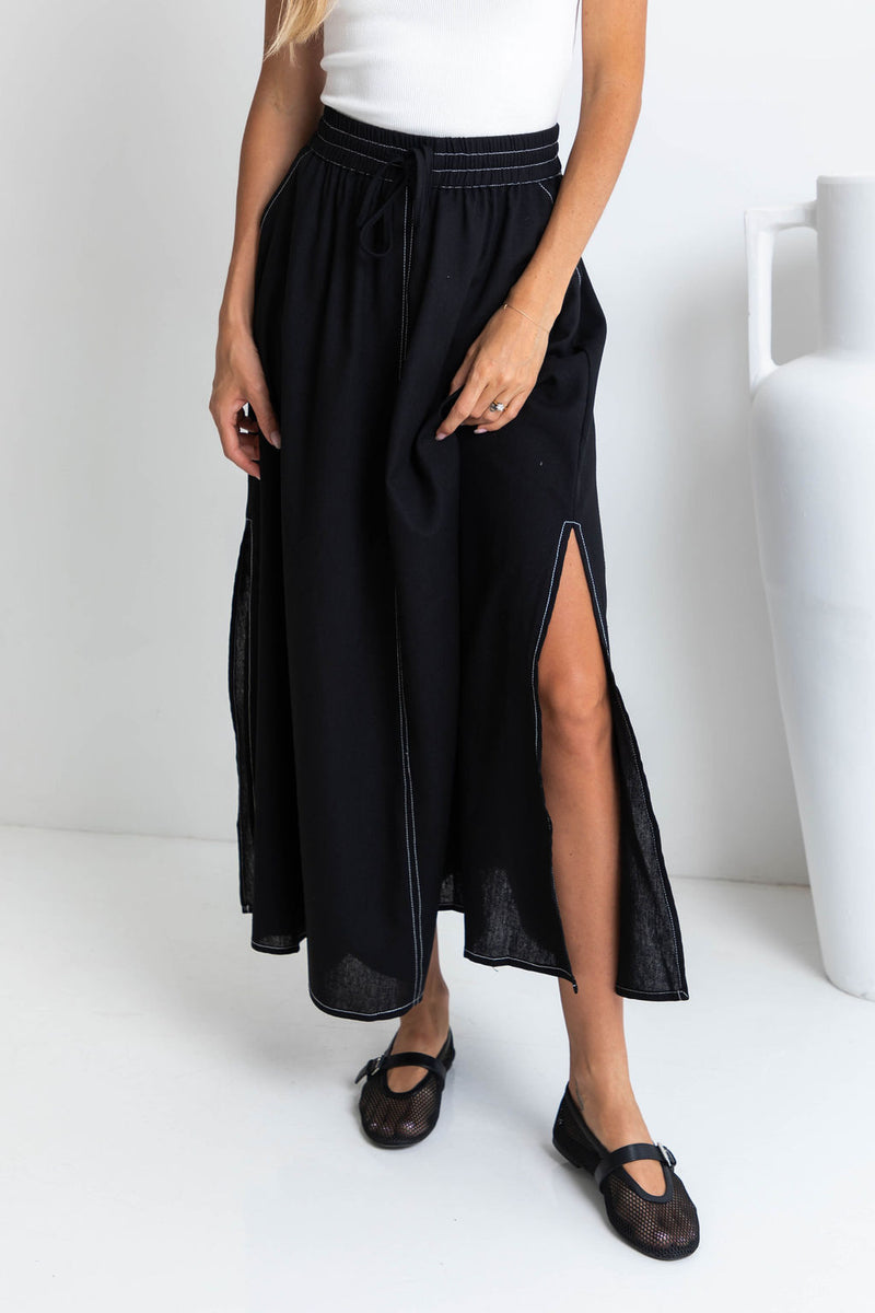Ellie Contrast Maxi Skirt - Black - The Self Styler