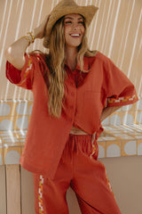 Pia Linen Shirt - Papaya - The Self Styler