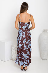 Tessa Midi Slip Dress - Choc Blue Floral - The Self Styler