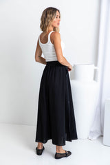Ellie Contrast Maxi Skirt - Black - The Self Styler