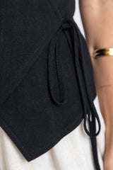 Artie Wrap Vest Top - Black - The Self Styler