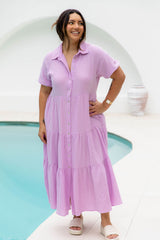 Mika Cotton Midi Dress - Lilac - The Self Styler - The Self Styler