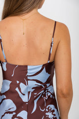 Tessa Midi Slip Dress - Choc Blue Floral - The Self Styler