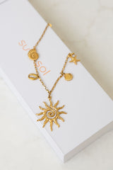 Cove Sun Charm Necklace - Gold - Suni and Sol - The Self Styler