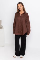 Archie Relaxed-Fit Linen Shirt - Chocolate - The Self Styler