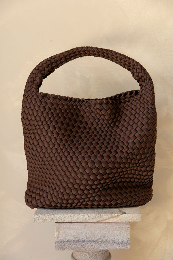 Layla Woven Tote Bag - Chocolate - The Self Styler