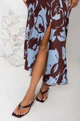 Tessa Midi Slip Dress - Choc Blue Floral - The Self Styler