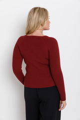 Autumn Long Sleeve Ribbed Knit Top -  Merlot - The Self Styler