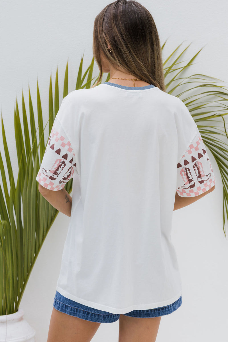 Calypso Relaxed-Fit Graphic Tee - Mermaid Cowboy Print - The Self Styler