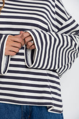 Benni Stripe Long Sleeve Top - Grey and Cream - The Self Styler
