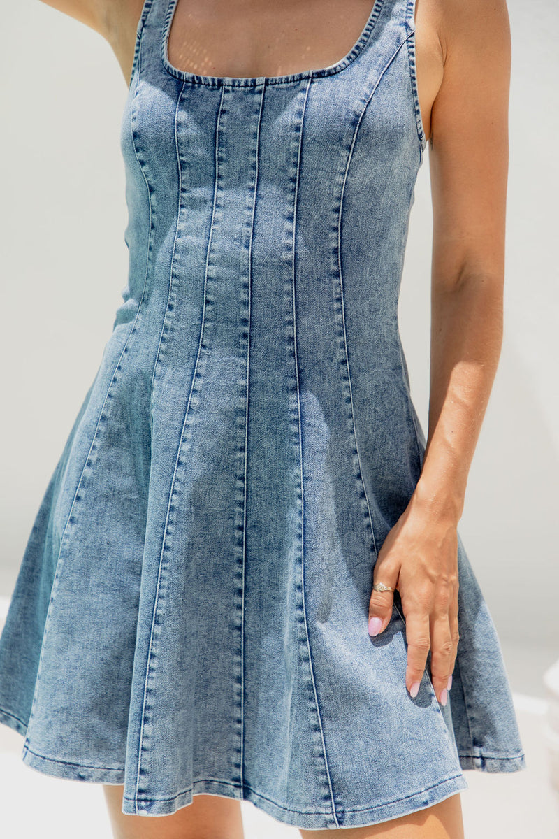Saskia Mini Dress - Denim - The Self Styler