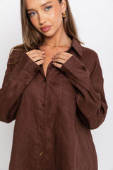 Archie Relaxed-Fit Linen Shirt - Chocolate - The Self Styler