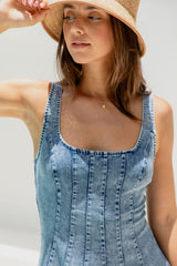 Saskia Mini Dress - Denim - The Self Styler