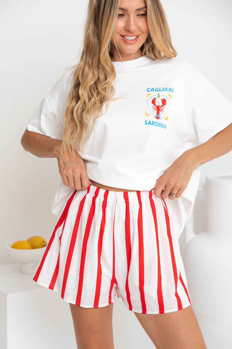 Polly Shorts - Red and White Stripes - The Self Styler