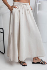 Ellie Contrast Maxi Skirt - Natural - The Self Styler