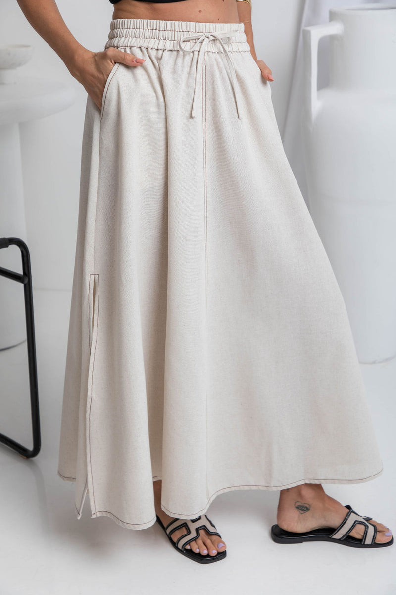 Ellie Contrast Maxi Skirt - Natural - The Self Styler