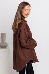 Archie Relaxed-Fit Linen Shirt - Chocolate - The Self Styler