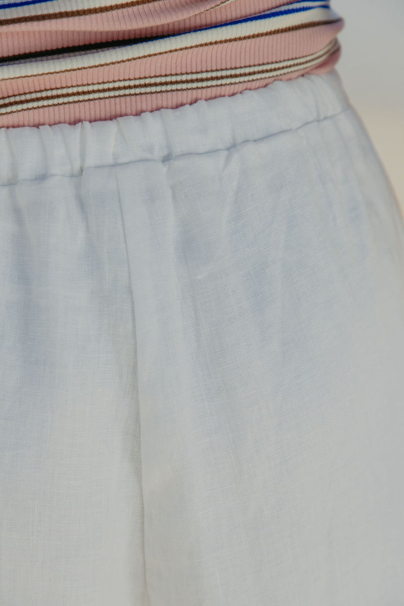 Willow Straight-Leg Linen Pants - White - The Self Styler