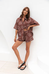 Cora Shirt - Hayman Print - Choc - The Self Styler