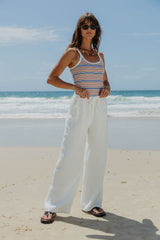 Willow Straight-Leg Linen Pants - White - The Self Styler