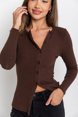 Holly Button Top - Chocolate - The Self Styler
