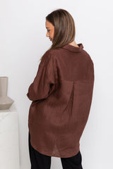 Archie Relaxed-Fit Linen Shirt - Chocolate - The Self Styler