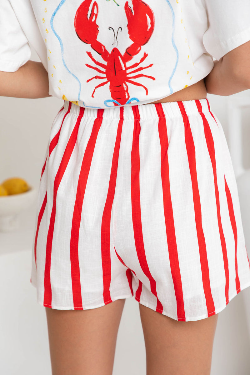 Polly Shorts - Red and White Stripes - The Self Styler