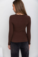 Holly Button Top - Chocolate - The Self Styler