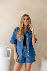 Reuben High-Rise Denim Shorts - Dark Blue Wash - The Self Styler - The Self Styler