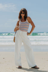 Willow Straight-Leg Linen Pants - White - The Self Styler