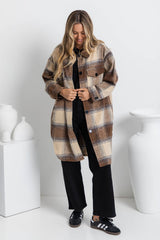 Camilla Longline Shacket - Brown Plaid - The Self Styler