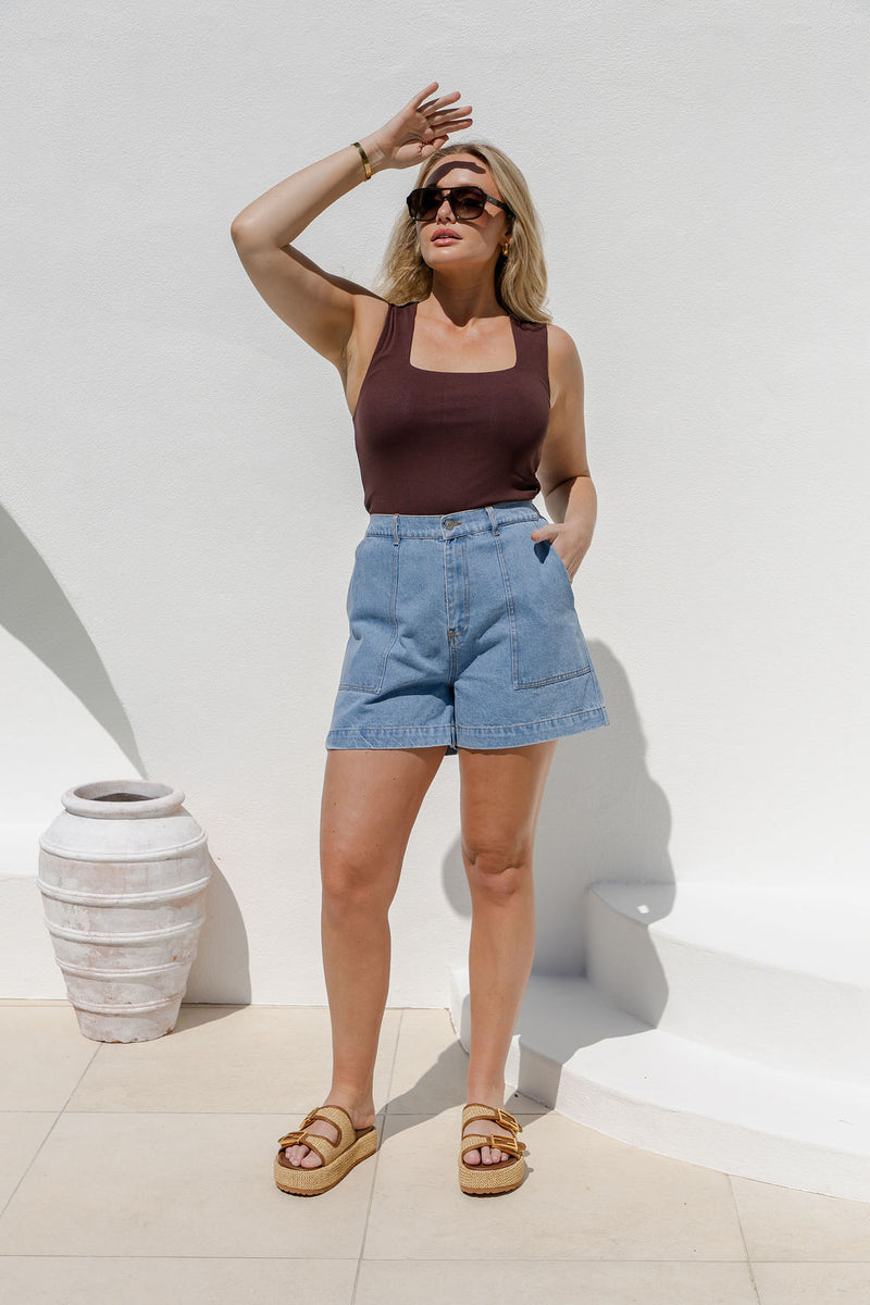 Byron Denim Shorts - Mid Wash - The Self Styler