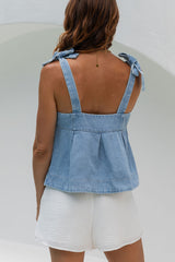 Hannah Denim Top - Light Wash - The Self Styler