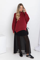 Dulcie Knit Top - Burgundy - The Self Styler
