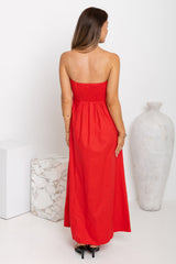 Ava Strapless Maxi Dress - Red - The Self Styler