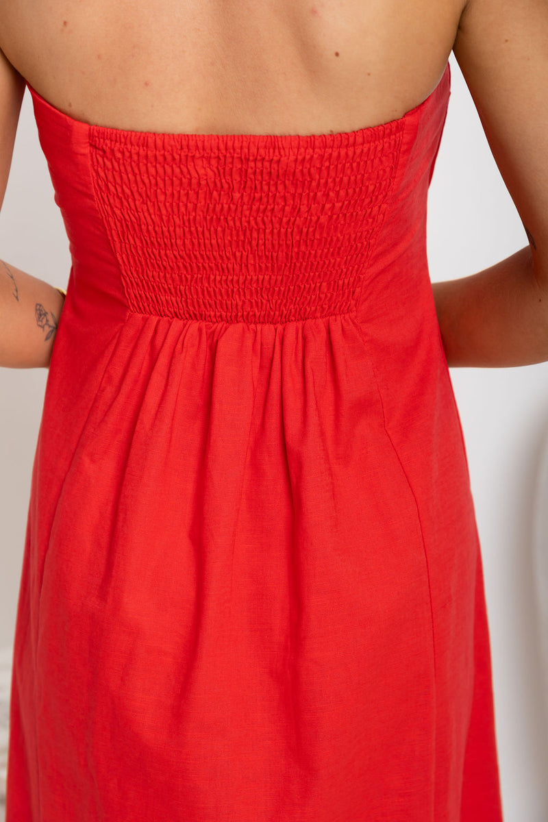 Ava Strapless Maxi Dress - Red - The Self Styler