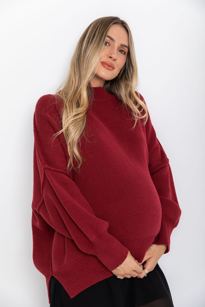 Dulcie Knit Top - Burgundy - The Self Styler