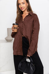 Archie Relaxed-Fit Linen Shirt - Chocolate - The Self Styler