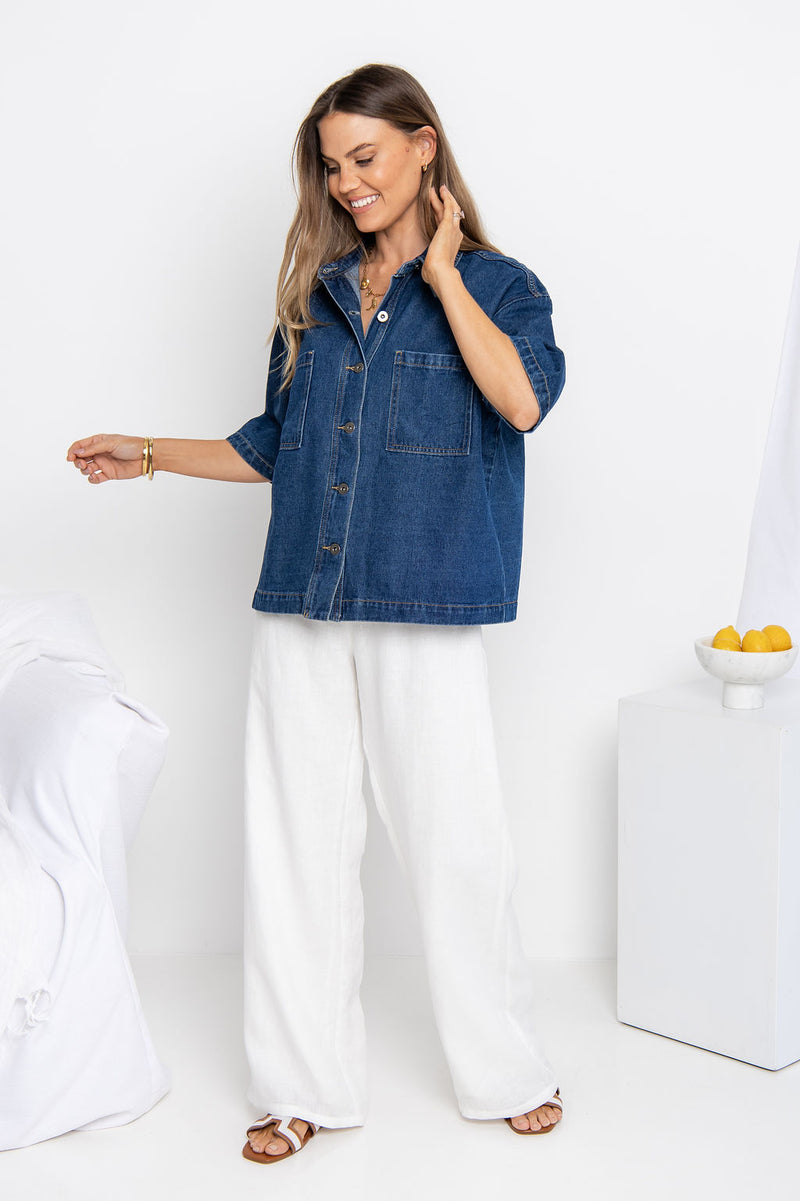 Dylan Denim Shirt - Dark Wash - The Self Styler - The Self Styler