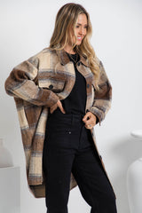 Camilla Longline Shacket - Brown Plaid - The Self Styler