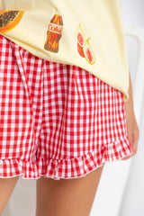 Charlie Frill Shorts - Red Gingham - The Self Styler