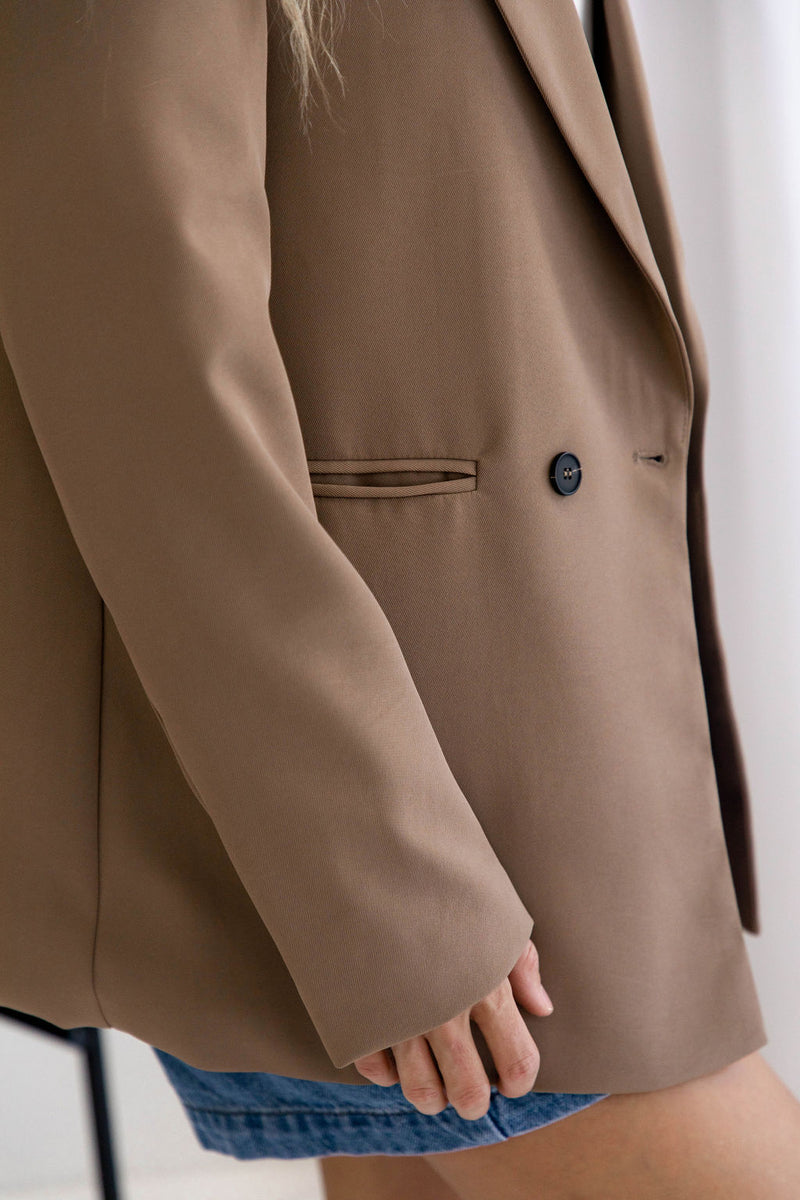 Eli Boyfriend Blazer Jacket - Mocha - The Self Styler