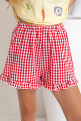 Charlie Frill Shorts - Red Gingham - The Self Styler