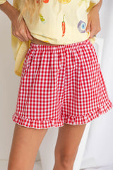 Charlie Frill Shorts - Red Gingham - The Self Styler