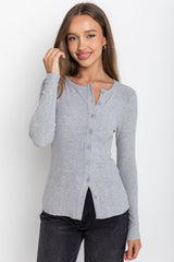 Holly Button Top - Grey - The Self Styler